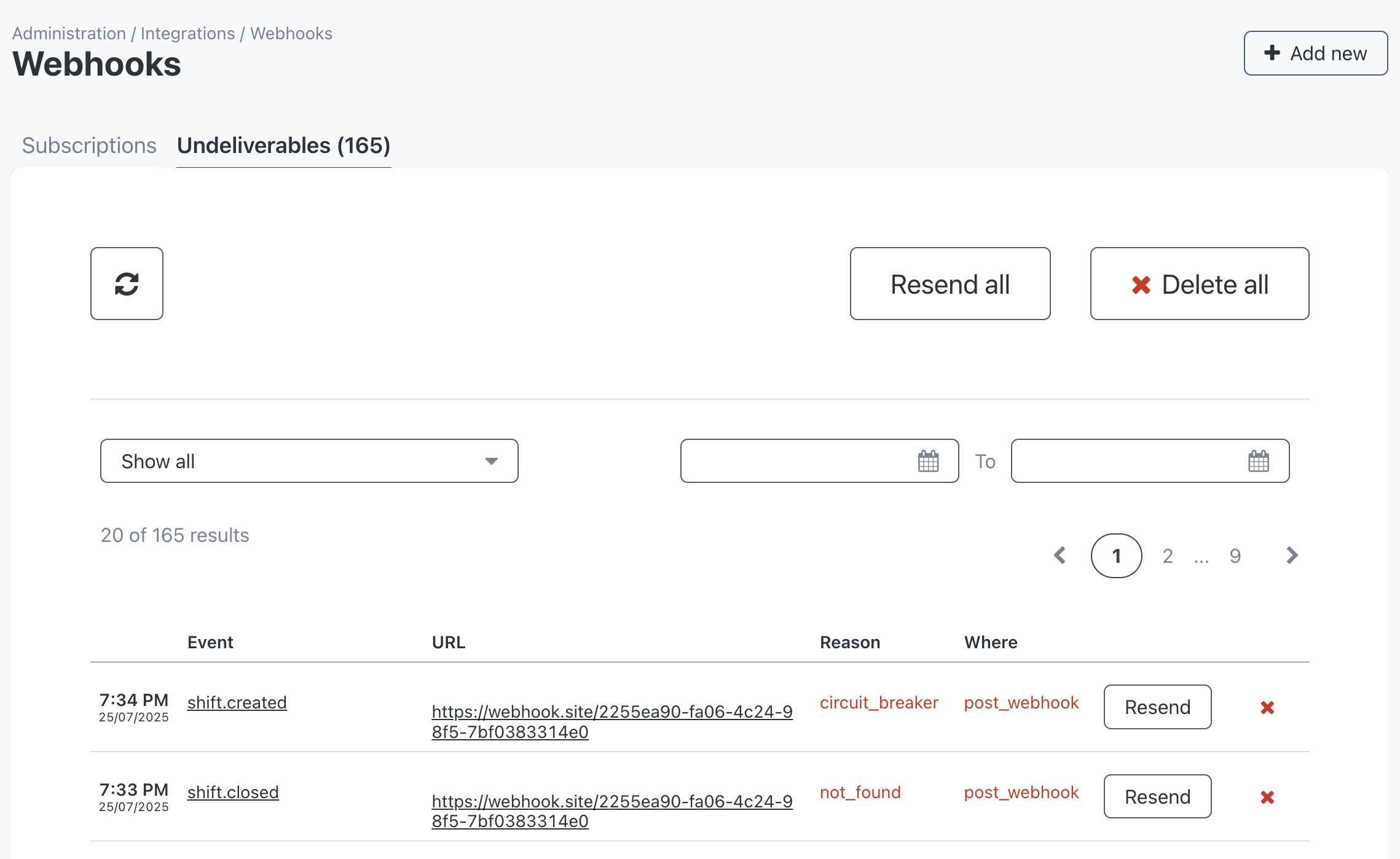 webhook undeliverables